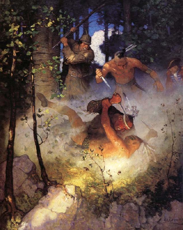 NC Wyeth The Fight in the Forest China oil painting art